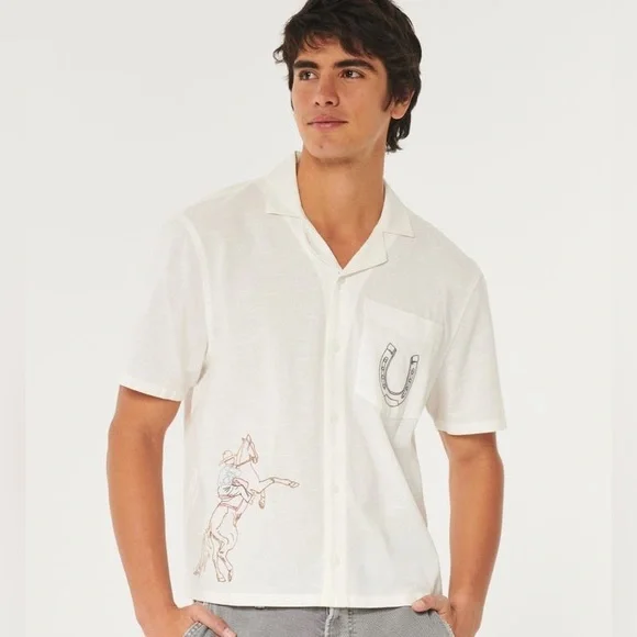 Hollister Short Sleeve Western Casual Button-Down Shirt - Picture 4 of 4